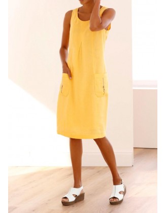 Geltona lininė suknelė "Summer"