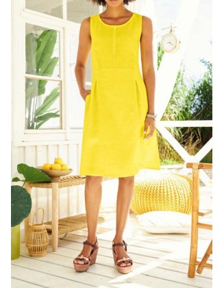 Geltona lininė suknelė "Lime"