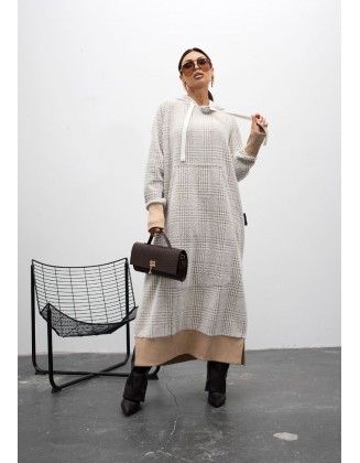 Smėlinė ilga megzta suknelė "Sky"