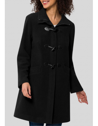 Klasikinis paltas su odos imitacijos detalėmis