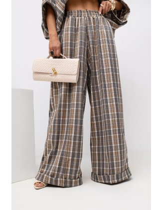 Smėlinės languotos kelnės "Grid"