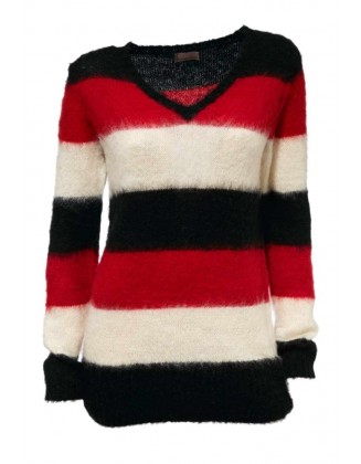 Minkštas dryžuotas megztinis