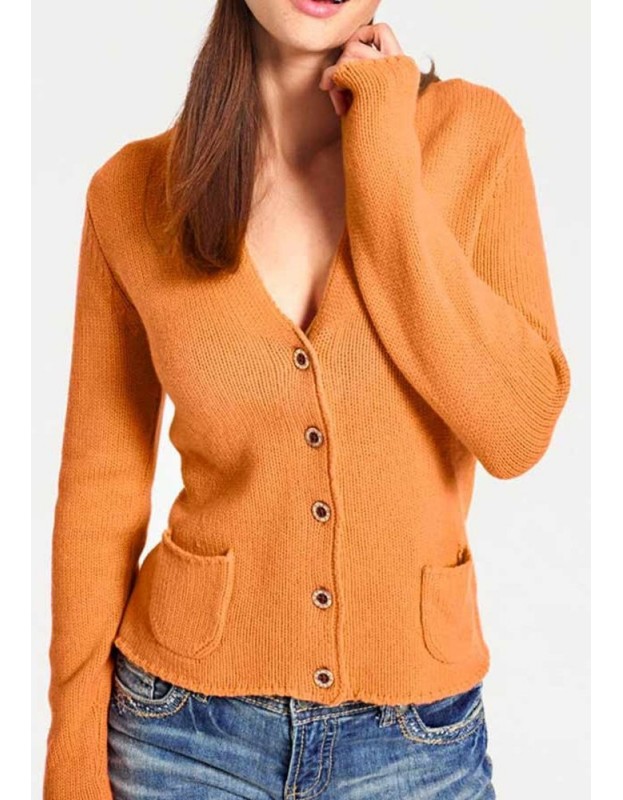 Trumpas oranžinis megztinis
