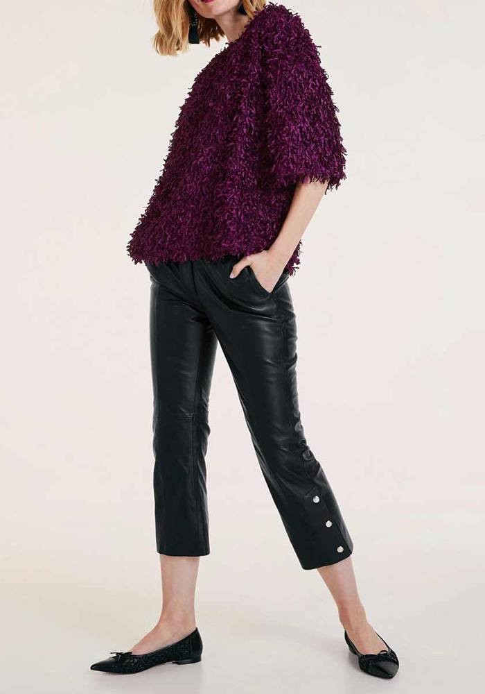 coloured leather trousers