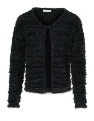 Juodas pūkuotas megztinis su vilna
