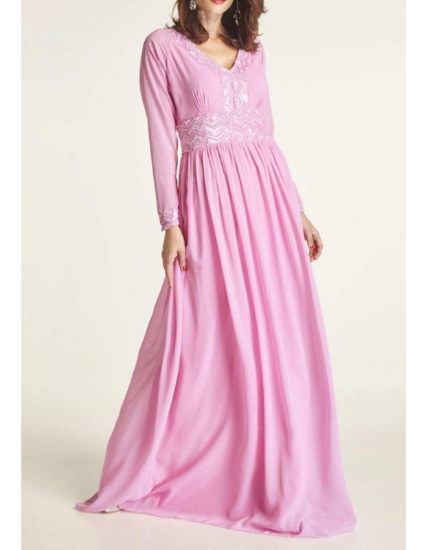 Ilga rožinė vakarinė suknelė
