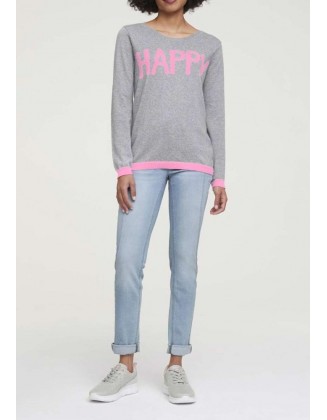 Pilkas megztinis su kašmyru "Happy"