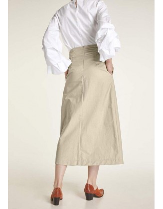 Ilgas smėlinis sijonas su diržu
