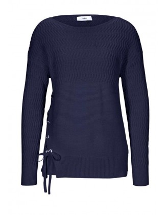 Mėlynas suvarstomas megztinis