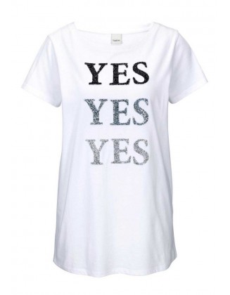 Balti marškinėliai "Yes"
