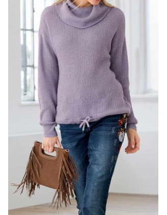 Levandų spalvos megztinis su vilna