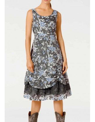 Pilka vintažinio rašto suknelė