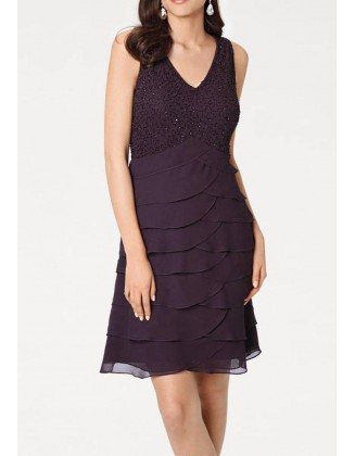 Tamsiai violetinė kokteilinė suknelė. Liko 40 dydis
