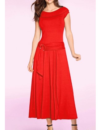 Ilga raudona viskozės suknelė
