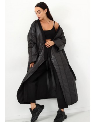 Juodas kimono paltas