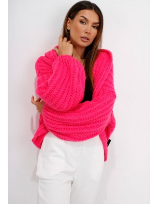 Rožinis megztinis su vilna "Daisy"