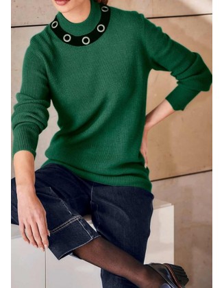 Žalias merino vilnos megztinis
